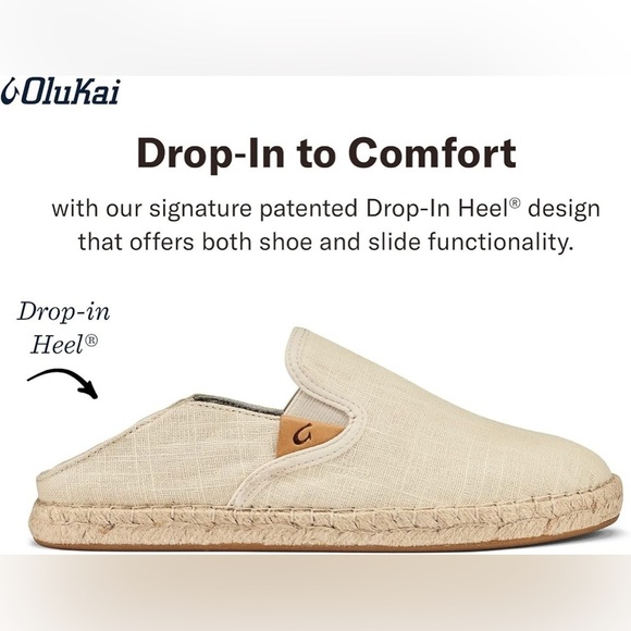 Olukai Kaula Ka’a Kapa linen drop in espadrille flats size 10 - Picture 3 of 13